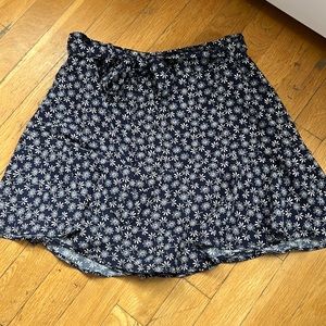Navy Flowered Skort w/ Tie on Waist